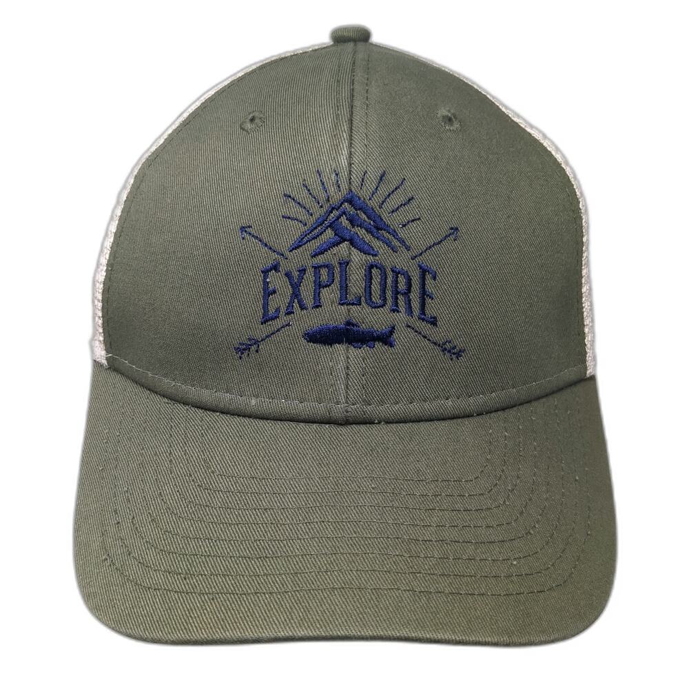 Ouray Baseball Cap Green One Size Explore Mountain Fish Mesh Strapback Hat